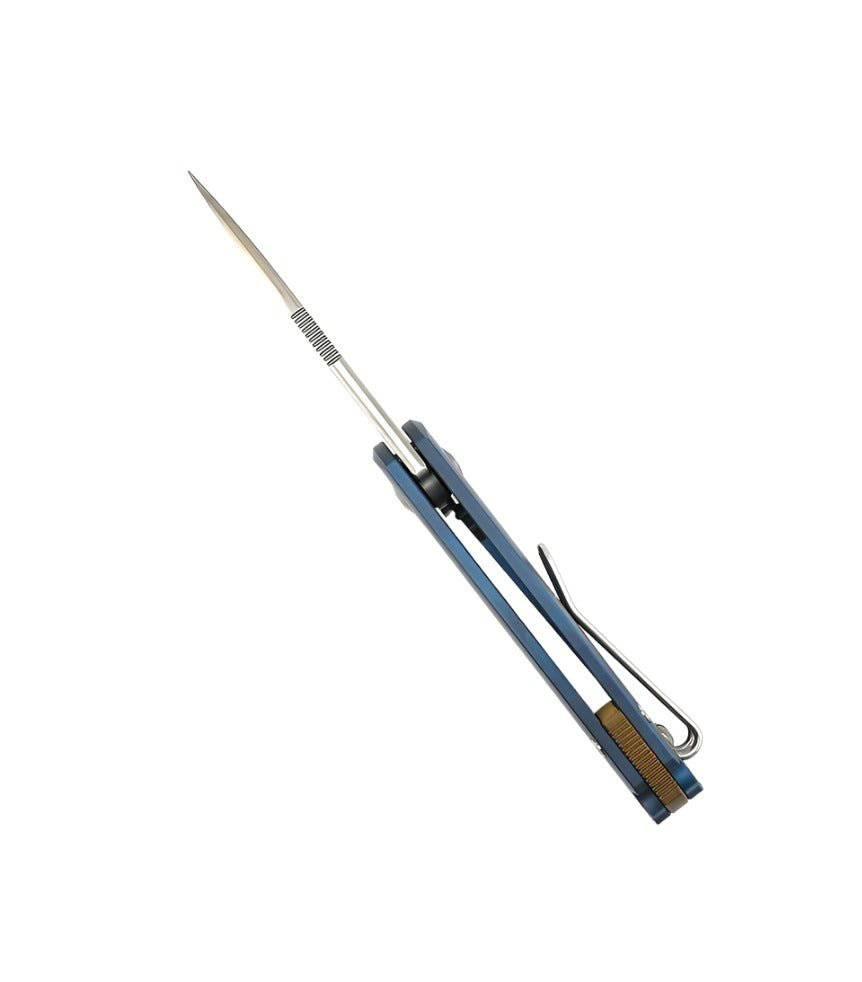 Custom GiantMouse ACE Riv Ti Framelock Blue Titanium Folding Knife - NORTH RIVER OUTDOORS