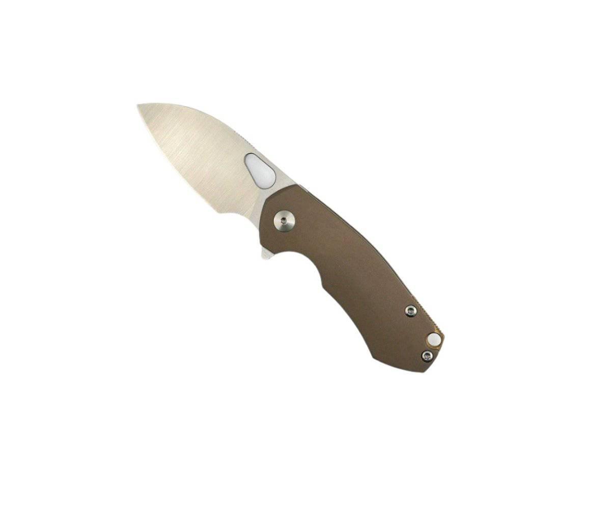 Custom GiantMouse ACE Riv Ti Framelock Brown Titanium Folding Knife - NORTH RIVER OUTDOORS