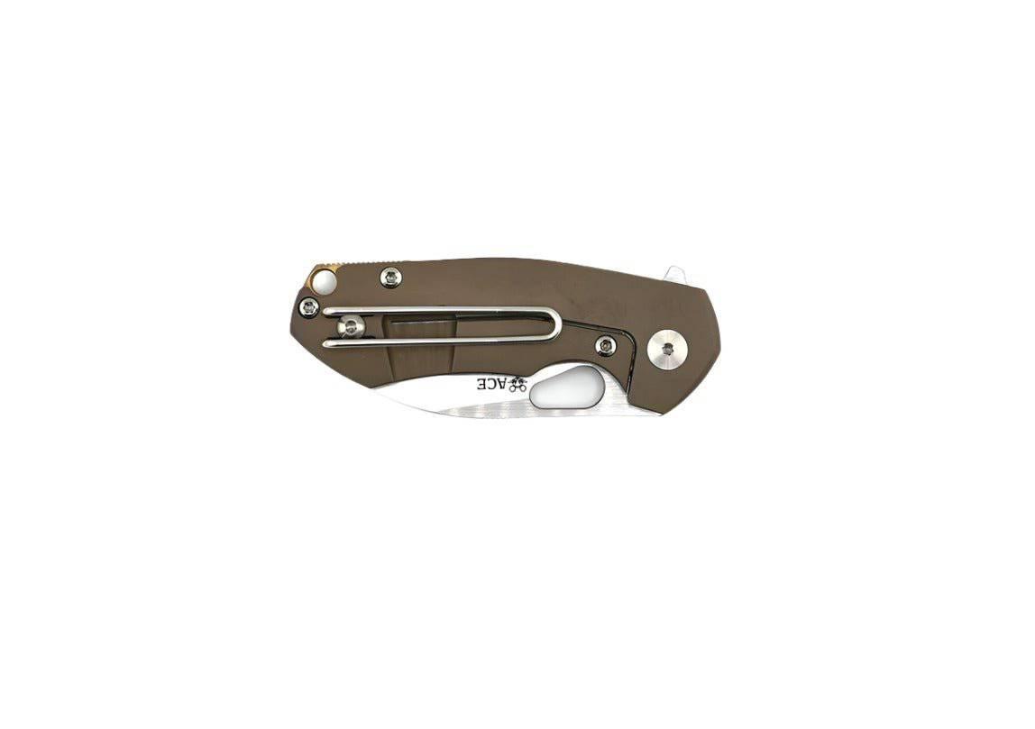 Custom GiantMouse ACE Riv Ti Framelock Brown Titanium Folding Knife - NORTH RIVER OUTDOORS
