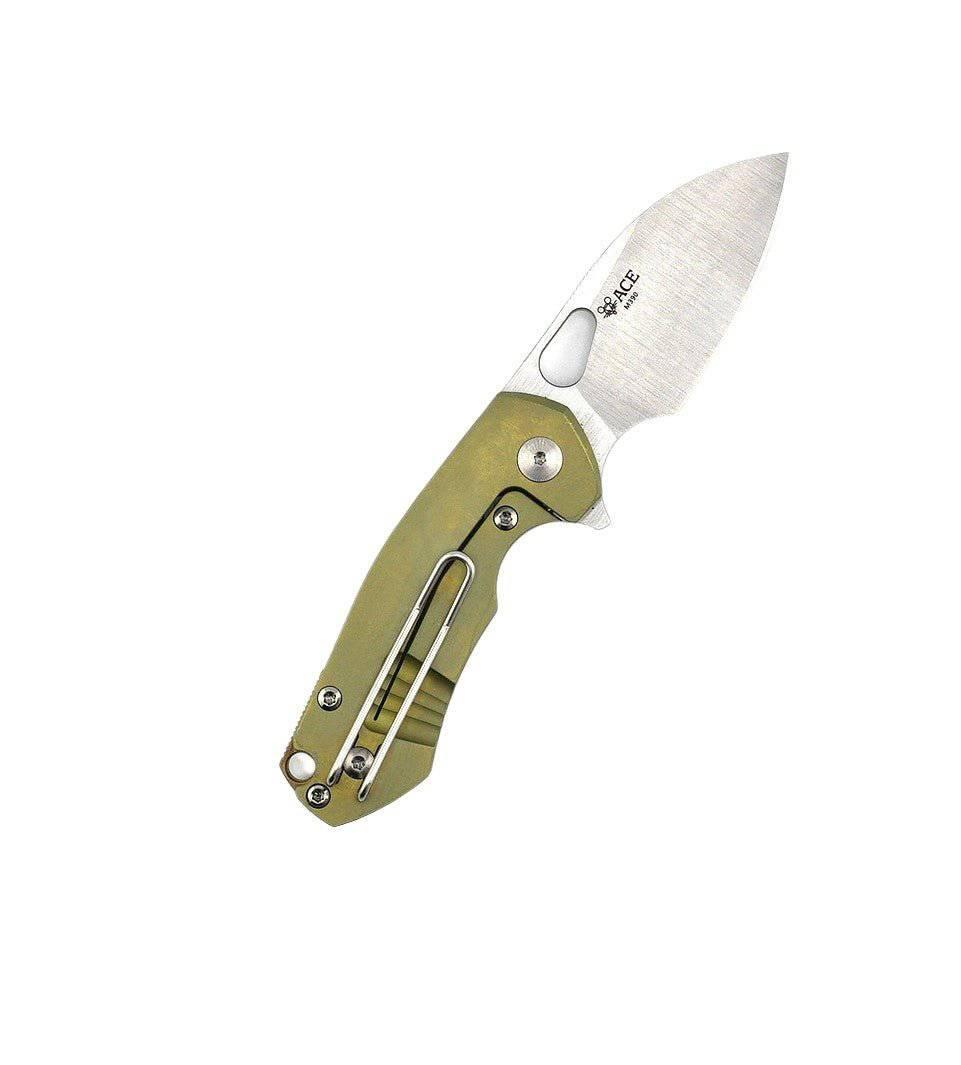 Custom GiantMouse ACE Riv Ti Framelock OD Green Titanium Folding Knife - NORTH RIVER OUTDOORS