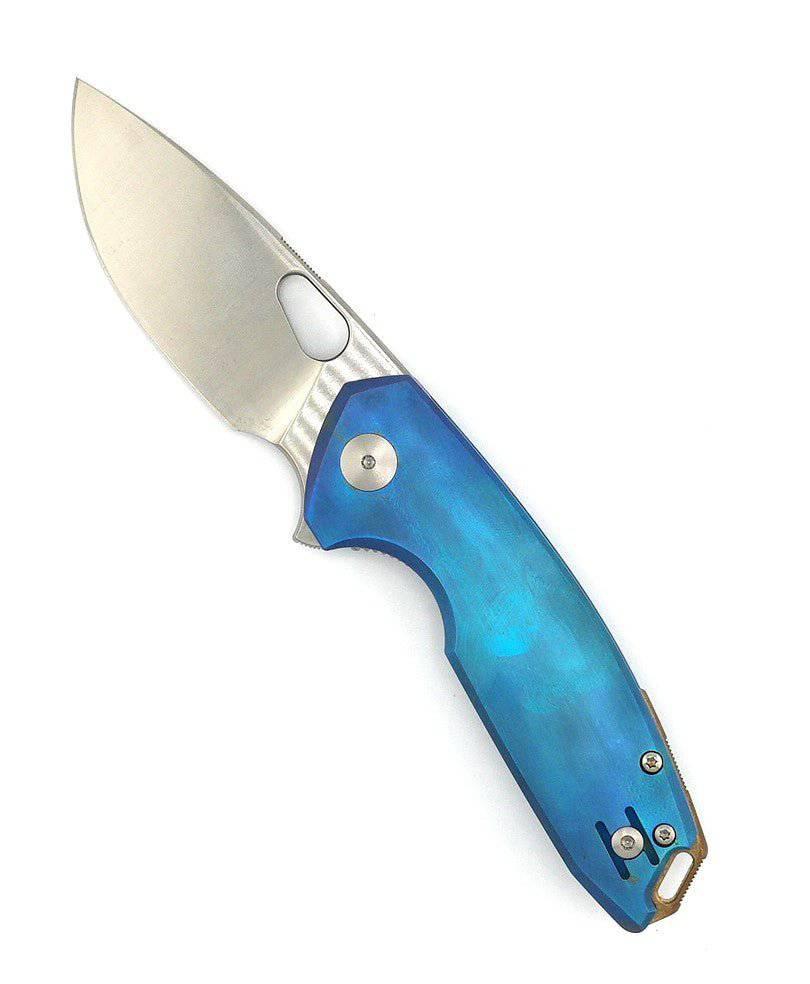 Custom GiantMouse ACE Tribeca Flipper Knife 2.875" MagnaCut Blue Titanium Handles (Italy) - NORTH RIVER OUTDOORS