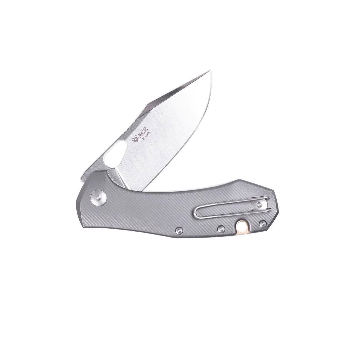 GiantMouse ACE Atelier Folding Knife 2.875" Elmax Satin Titanium Handles (Italy) - NORTH RIVER OUTDOORS