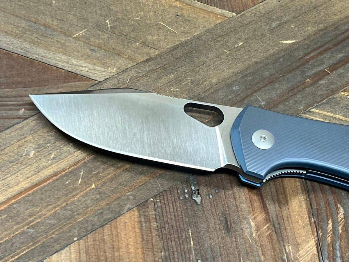 GiantMouse ACE Atelier Semi-Custom Ti Anodized Folding Knife 2.875" Elmax "Midnight Blue" - NORTH RIVER OUTDOORS