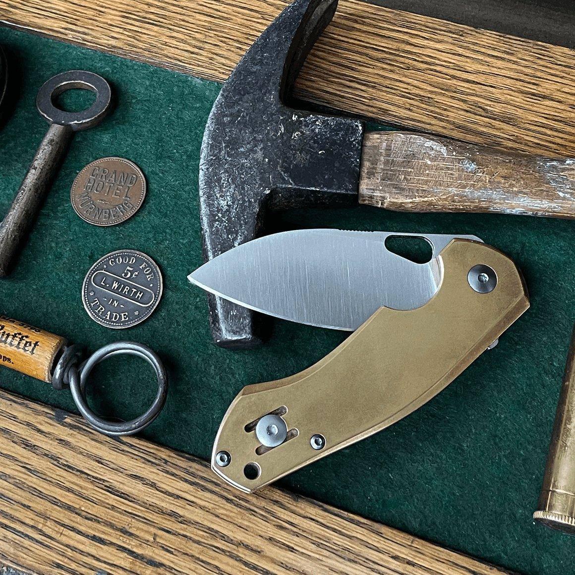 GiantMouse ACE Biblio Brass Folding Knife - NORTH RIVER OUTDOORS