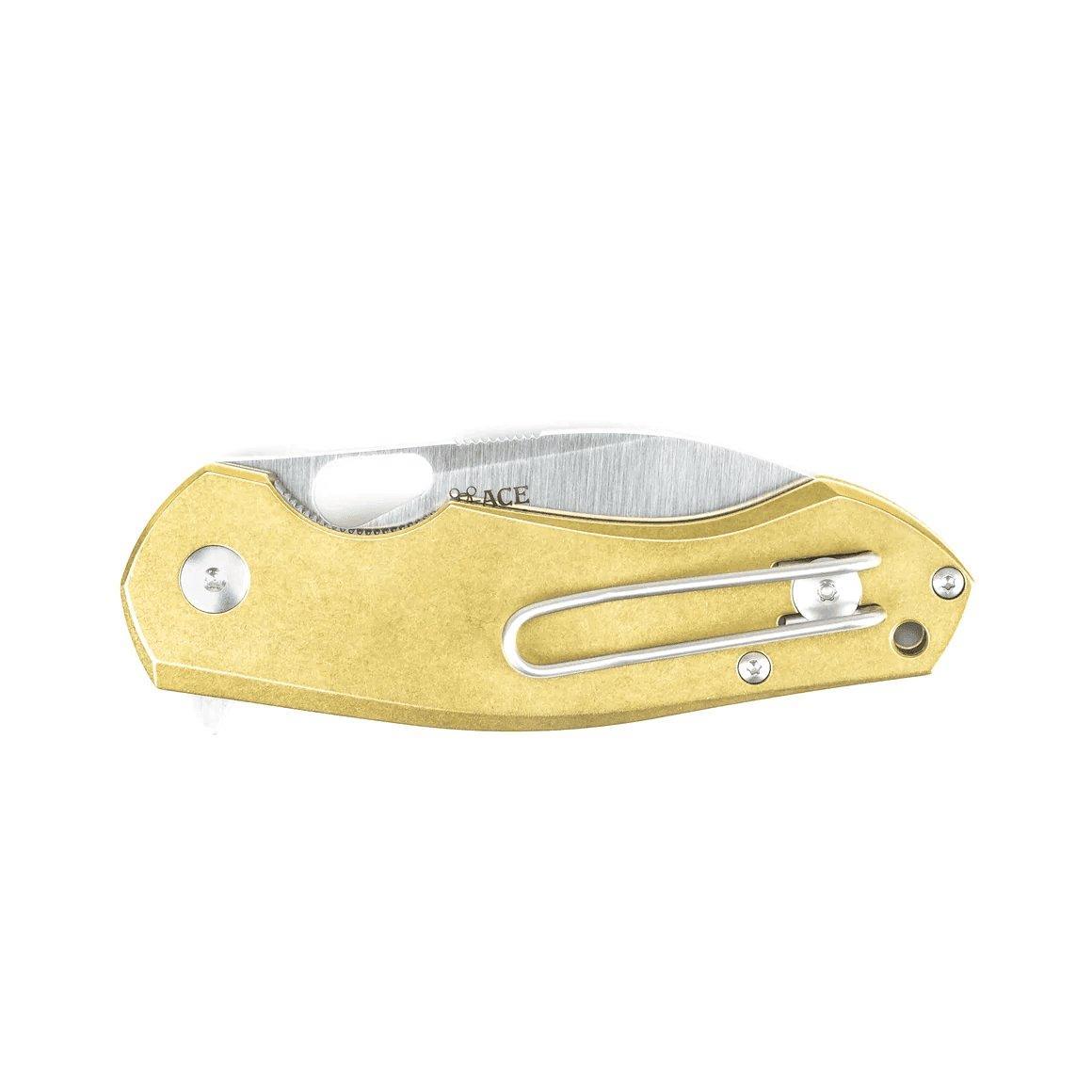 GiantMouse ACE Biblio Brass Folding Knife - NORTH RIVER OUTDOORS