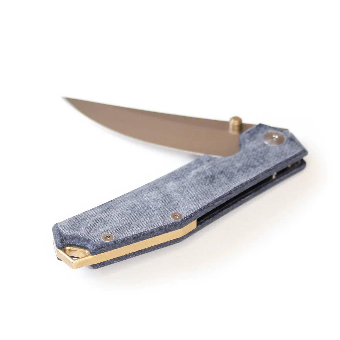 GiantMouse ACE Clyde Denim Micarta Brass Backspacer Folding Knife - NORTH RIVER OUTDOORS