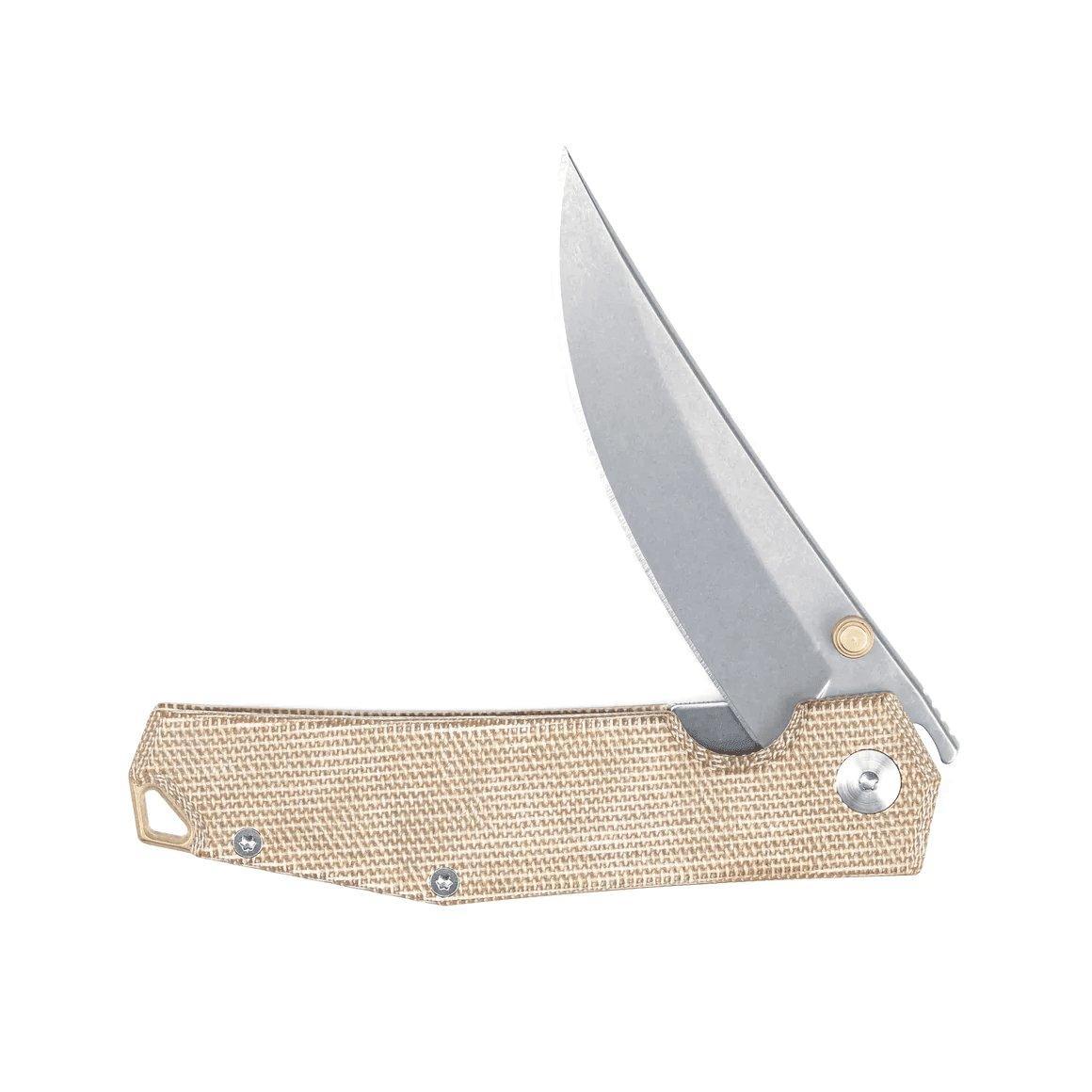 GiantMouse ACE Clyde Natural Canvas Brass Folding Knife - NORTH RIVER OUTDOORS