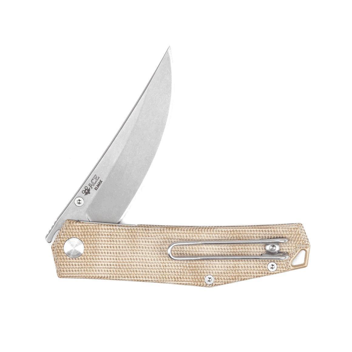 GiantMouse ACE Clyde Natural Canvas Brass Folding Knife - NORTH RIVER OUTDOORS