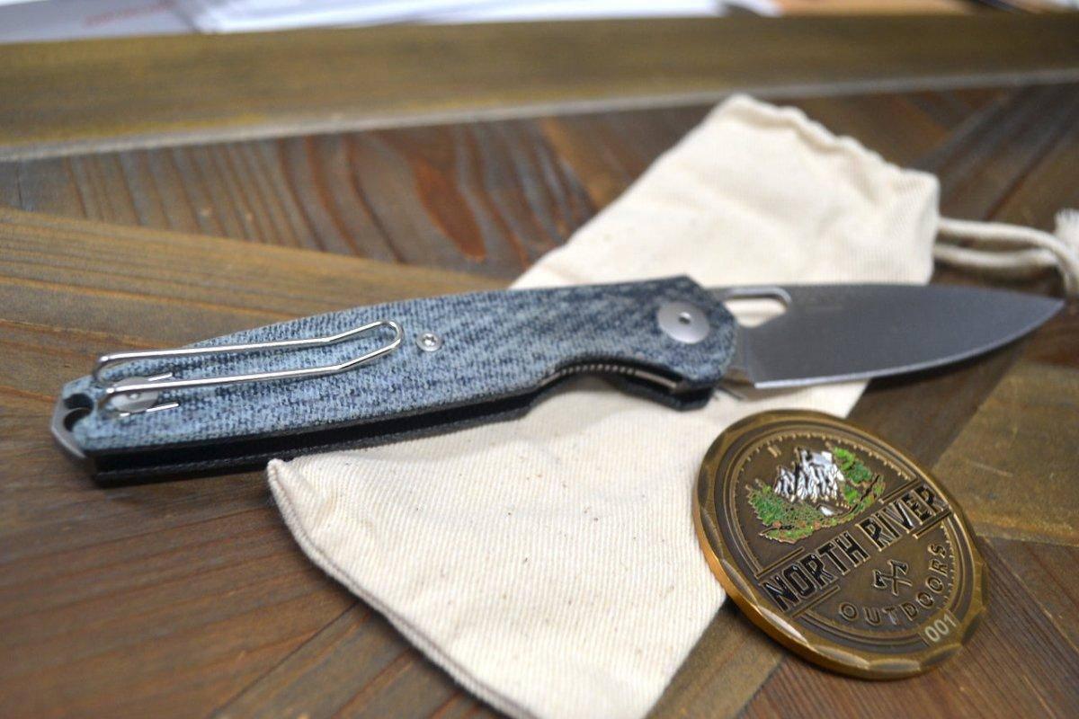 GiantMouse ACE REO Folding Knife 3.325" MagnaCut Stonewashed Drop Point Denim - NORTH RIVER OUTDOORS