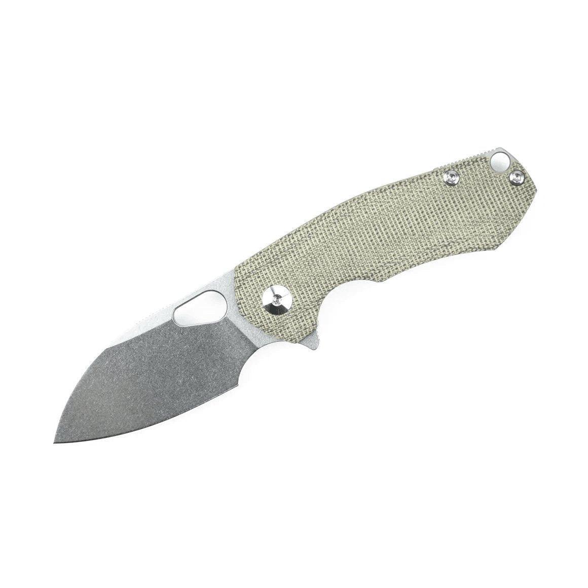 GiantMouse ACE Riv Ti Framelock Green Canvas Folding Knife - NORTH RIVER OUTDOORS