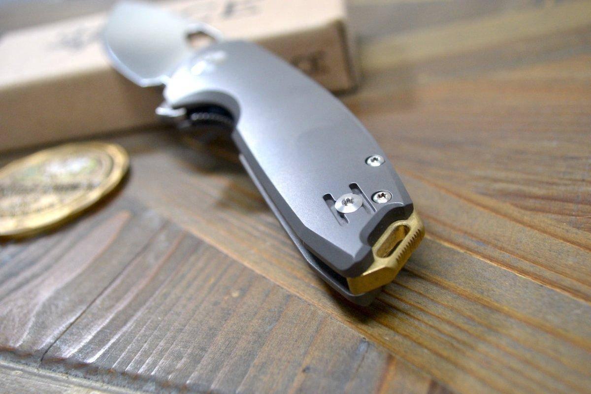 GiantMouse ACE Tribeca Flipper Knife 2.875" MagnaCut Stonewashed Titanium Handles (Italy) - NORTH RIVER OUTDOORS