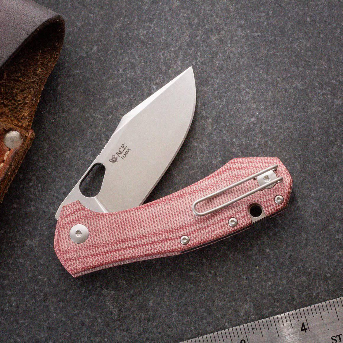 GiantMouse Atelier Folding Knife 2.875" Elmax Satin Blade Red Canvas Micarta (Italy) - NORTH RIVER OUTDOORS
