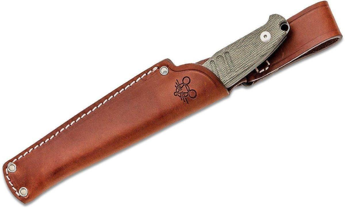 GiantMouse GMF2-P-G Fixed Blade Knife 3.62" N690 Black PVD Stonewashed Drop Point Green Micarta Leather Sheath - NORTH RIVER OUTDOORS