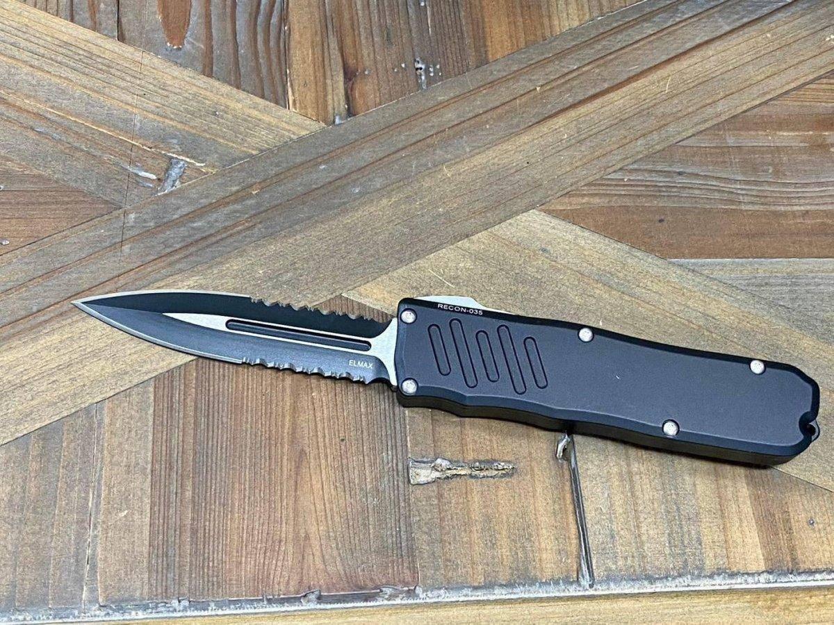 Guardian Tactical RECON-035 93232 Two Tone Black DE Serrated Auto Knife 3.3" - NORTH RIVER OUTDOORS