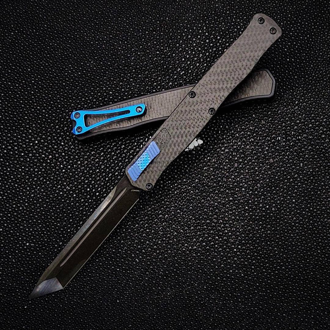 Heretic Cleric II Black DLC Tanto MagnaCut Carbon Fiber Inlay Ti Hardward H019-6A-CF/BLU - NORTH RIVER OUTDOORS