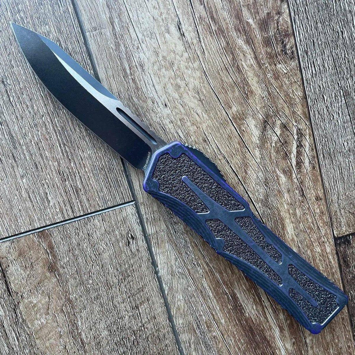 Heretic Colossus OTF Breakthrough Purple Aluminum 3.5" Battleworn Drop Point H039-14A-BRKPU - NORTH RIVER OUTDOORS