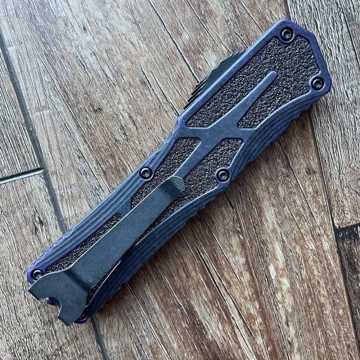 Heretic Colossus OTF Breakthrough Purple Aluminum 3.5" Battleworn Drop Point H039-14A-BRKPU - NORTH RIVER OUTDOORS