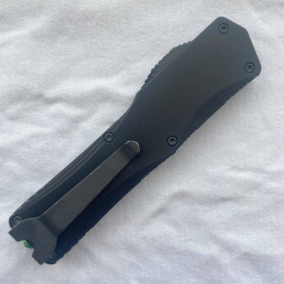 Heretic Knives Colossus T/E Blade Show '23 Black Slab Handle w/ Deep Engraved Heretic Green Logo Battle Black Blade - NORTH RIVER OUTDOORS