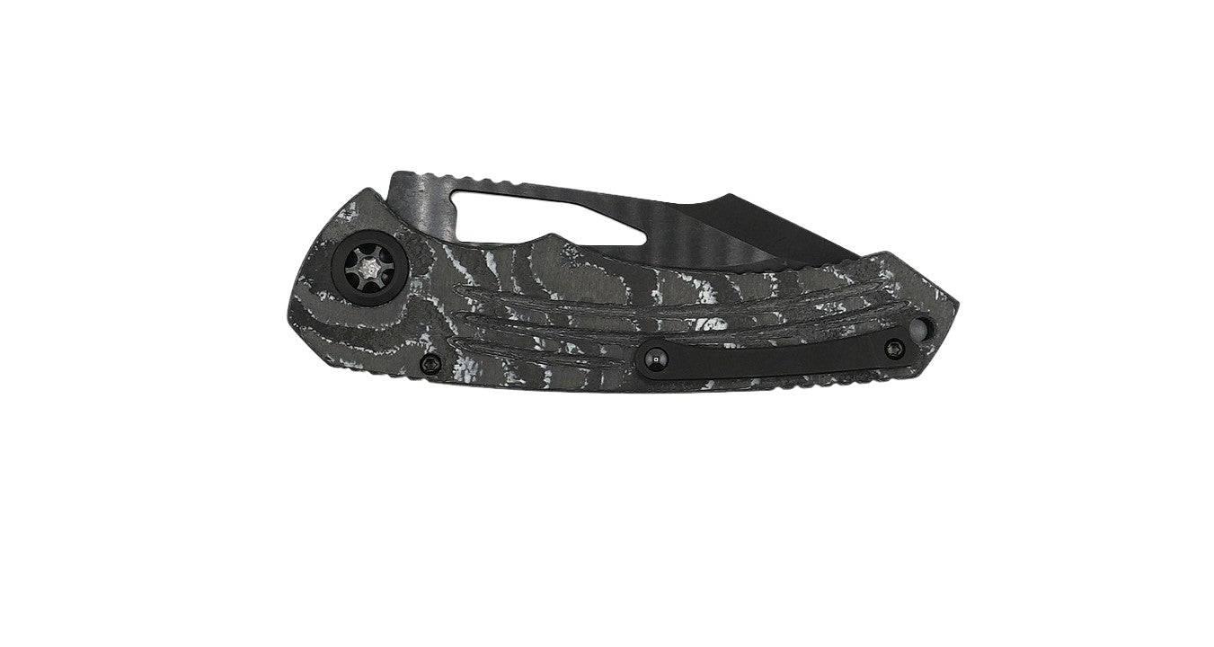 Heretic Knives H046-6A-WT/CC Pariah Manual DLC White Camo Carbon Chassis - NORTH RIVER OUTDOORS