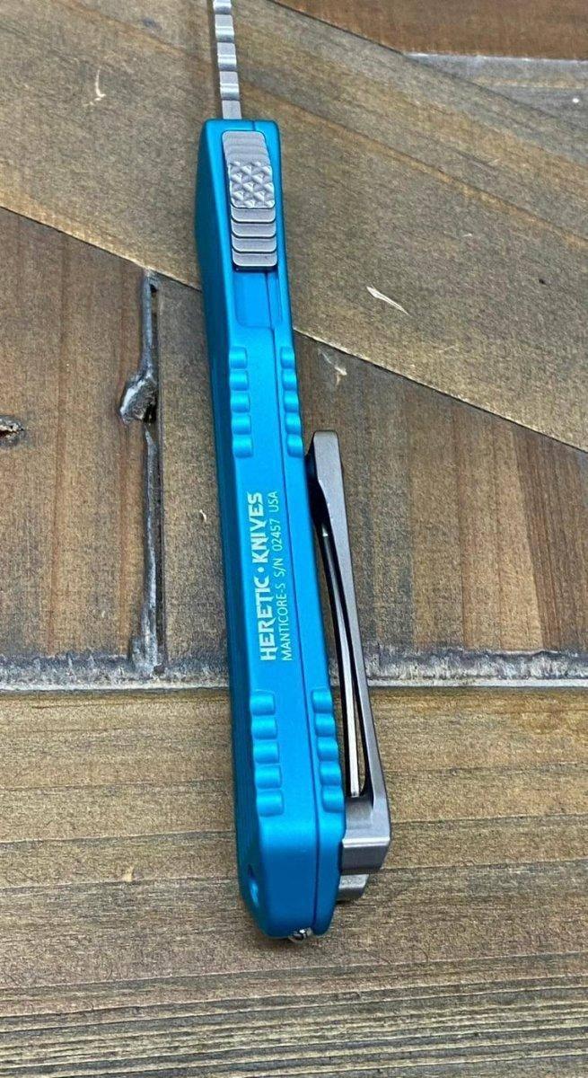 Heretic Knives Manticore S Bowie Turquoise Handle Stonewash Blade H022B-2A-TQ - NORTH RIVER OUTDOORS