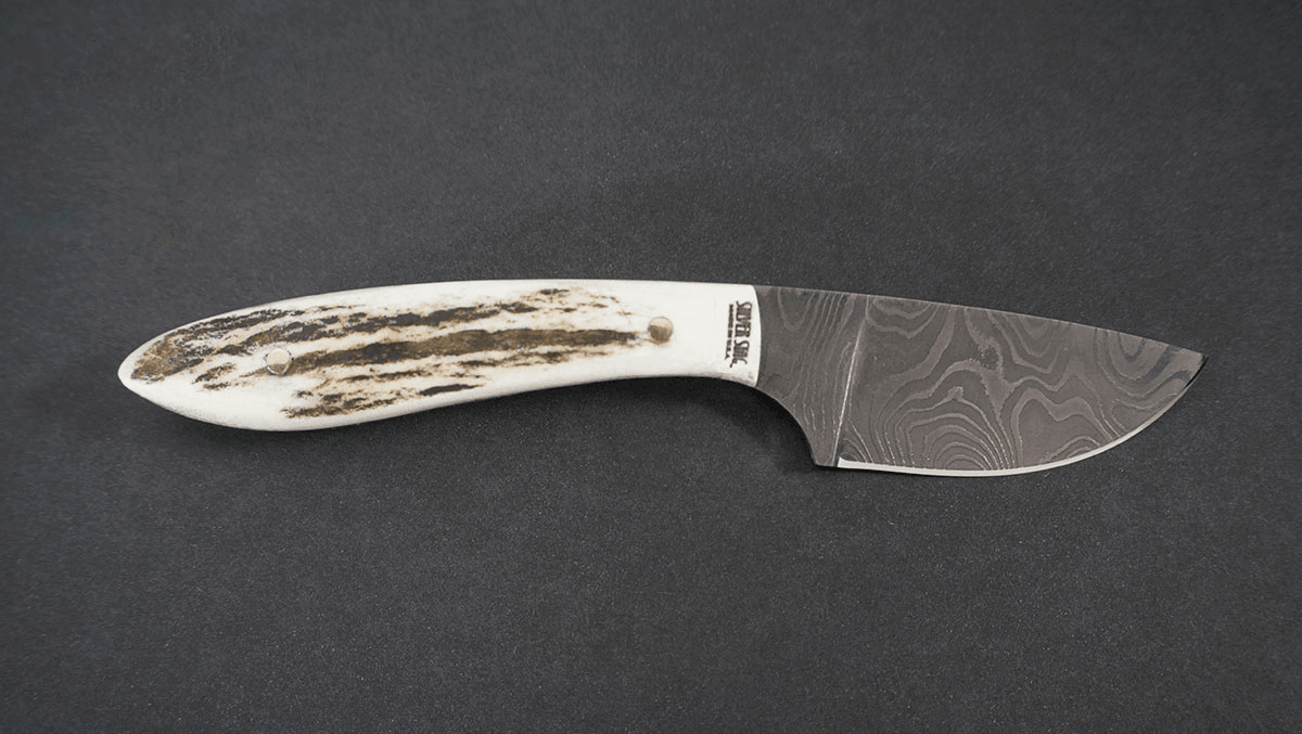 Silver Stag Casper Caper Damascus Fixed Blade Knife - NORTH RIVER OUTDOORS