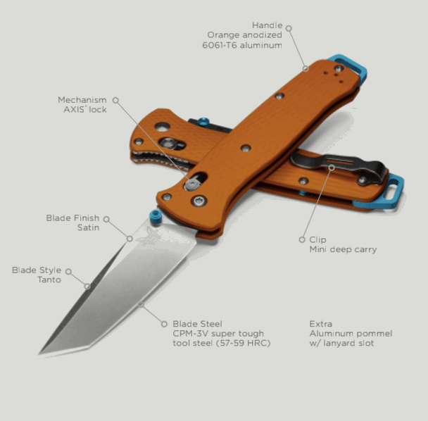 Benchmade Bailout Limited Edition 537-2301 Folding Knife 3V Tanto Satin - NORTH RIVER OUTDOORS