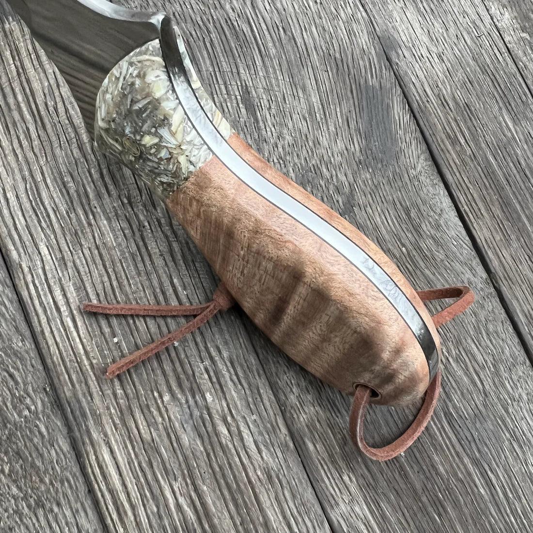 Join or Die Maple Burl & Oyster Shell Oyster Knife - NORTH RIVER OUTDOORS