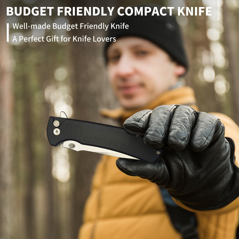 FreeTiger FT925 D2 Blade G10 Pocket Knife Button Lock EDC