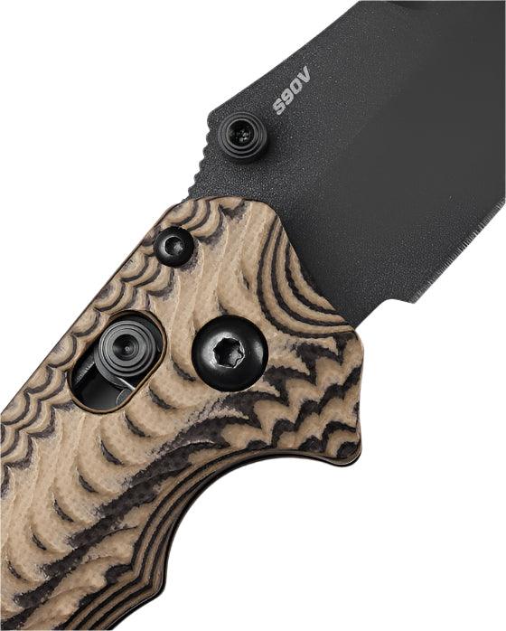 Benchmade 865BK-01 Mini Bedlam Folding Knife 3.45" S90V Graphite Black Cerakote Scimitar Blade Layered Coyote/Black/OD Green G10 Handles - NORTH RIVER OUTDOORS