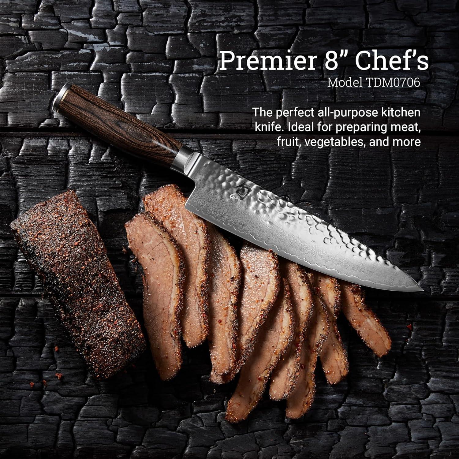 Shun Premier 8" Chef's Knife Handcrafted Japanese Kitchen Knife VG-MAX Core with Damascus - NORTH RIVER OUTDOORS