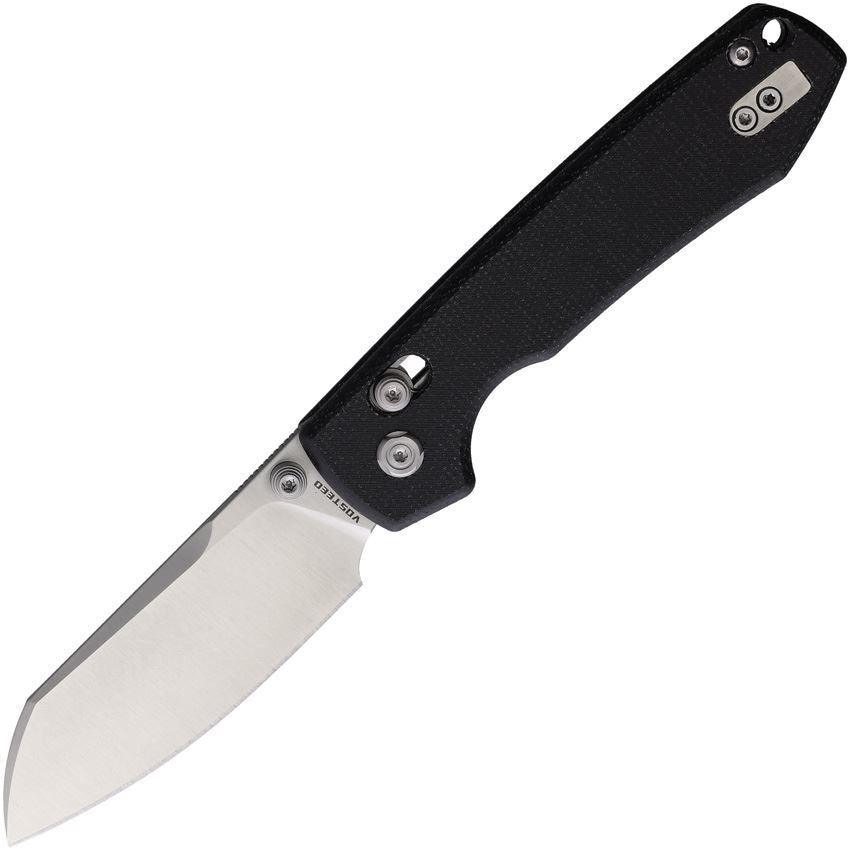 Vosteed RCCVTM3 Raccoon Crossbar Lock Satin Folding Knife Black Handles - NORTH RIVER OUTDOORS