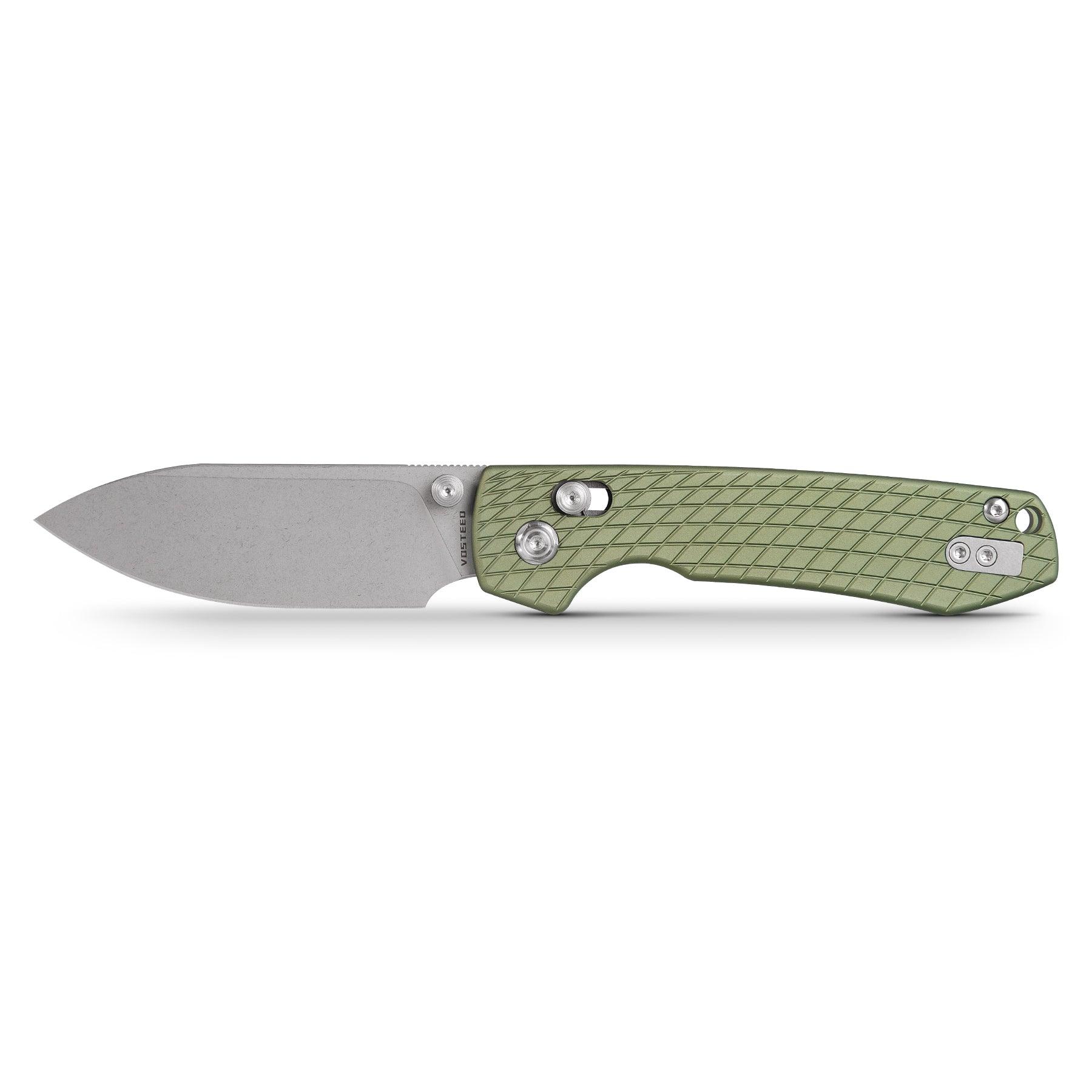 Vosteed Raccoon Crossbar Lock Knife 3.25" Nitro-V Blade & Green Aluminum Handle A0514 - NORTH RIVER OUTDOORS