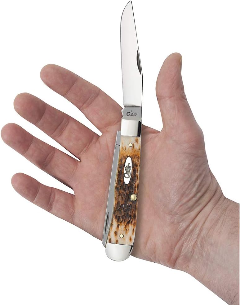 Case XX Trapper Pocket Knife - Amber Bone, Carbon Steel, 4 1/8"