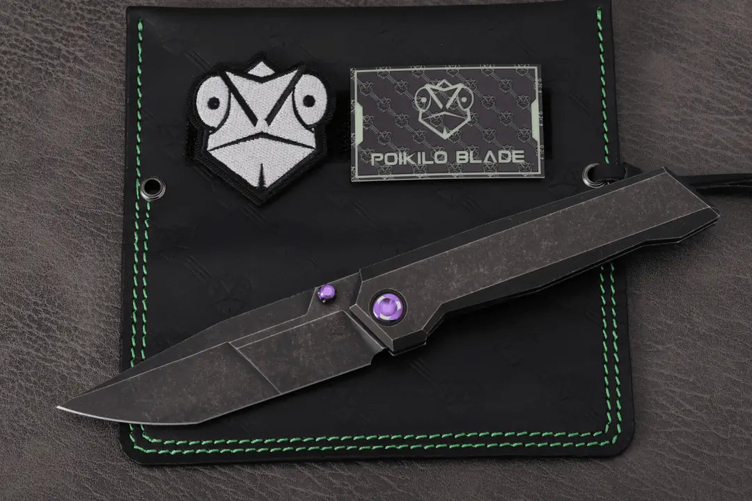 Poikilo Blade Salvator Frame Lock Knife Dark SW Titanium (3.9" Dark SW)