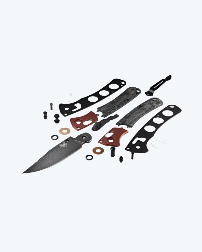 Benchmade Hunt Mini Crooked River Axis Lock Folding Knife 3.4" CPM-MagnaCut Black Stonewashed Black Canvas Micarta Burnt Copper Aluminum Bolsters - NORTH RIVER OUTDOORS