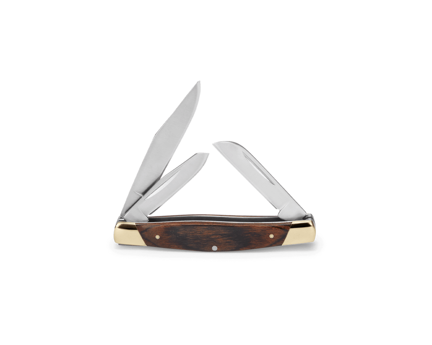 Buck 373 Trio Stockman w/Three Blades & Woodgrain Handle 3.25" Closed from NORTH RIVER OUTDOORS