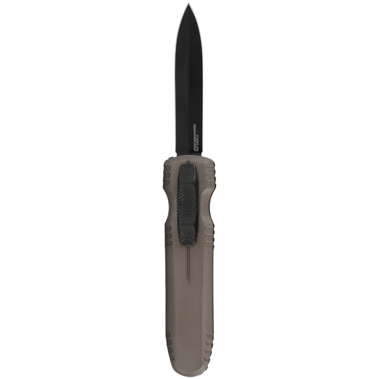 SOG Pentagon OTF Knife Black Blade FDE Handle 3.75" S35VN - NORTH RIVER OUTDOORS