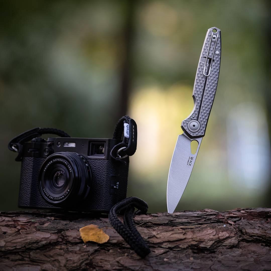 GiantMouse REO Folding Knife 3.325" MagnaCut Satin Drop Point Titanium Handles - NORTH RIVER OUTDOORS