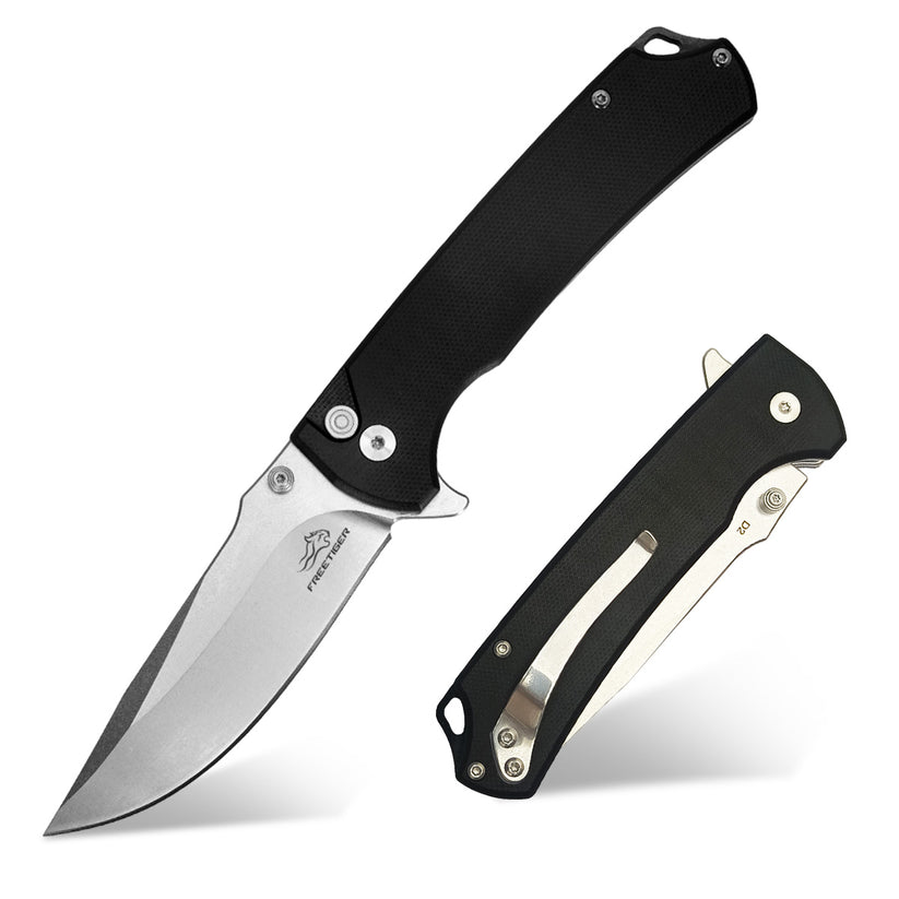 FreeTiger FT925 D2 Blade G10 Pocket Knife Button Lock EDC