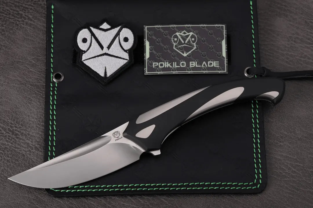 Poikilo Blade Orca Frame Lock Knife Black/Gray Titanium (3.6" Pearlescent SW)
