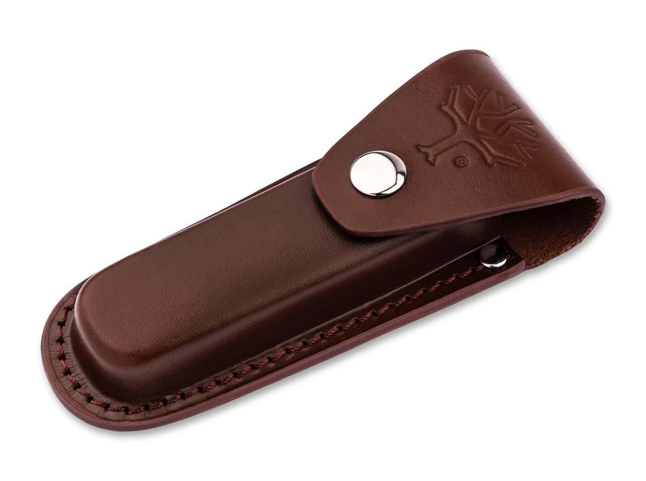 Boker Traditional 2.0 Folding Hunter Folding Knife 5.25" D2 Blade Stag Handles Leather Sheath - NORTH RIVER OUTDOORS