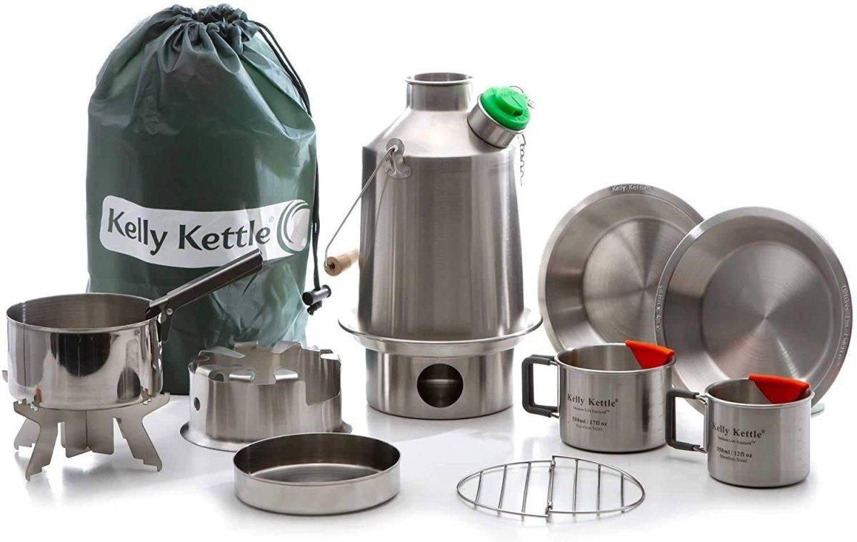 Kelly Kettle Scout Kit 41 oz Stainless Camp Kettle w/ Stove for Fishing, Hunting, Hiking - NORTH RIVER OUTDOORS