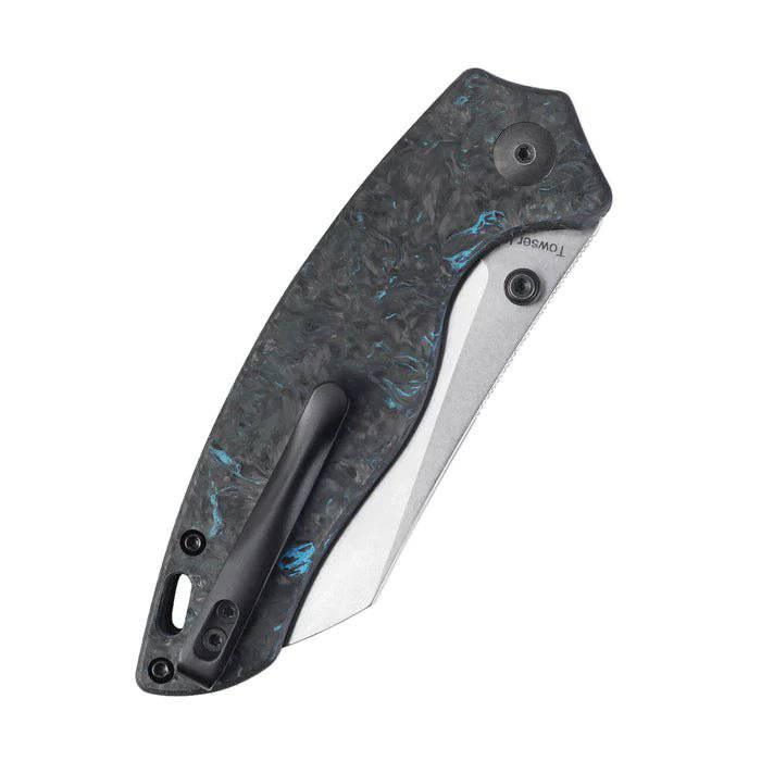 Kizer Azo Towser K Folding Knife 3.4" Elmax Satin Sheepsfoot Dark Matter Blue FatCarbon Handles - NORTH RIVER OUTDOORS