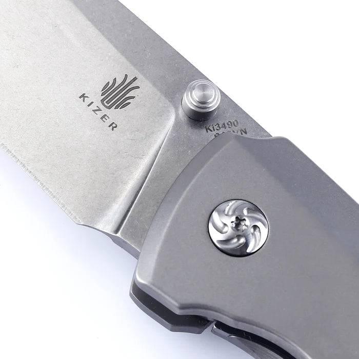 Kizer Ki3490 Ulrich Hennicke Task I Folding Knife 3.2" S35VN Drop Point Blade Ti Handles - NORTH RIVER OUTDOORS