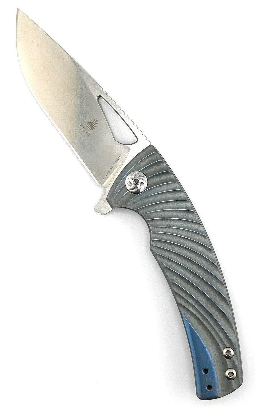 Kizer TK Knives Kyre Flipper Knife Blue Titanium (Pre-owned) - NORTH RIVER OUTDOORS