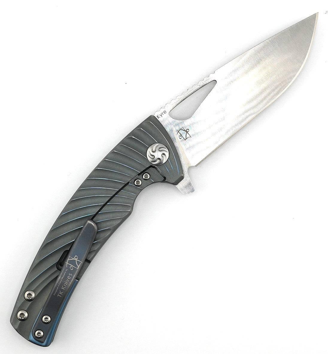Kizer TK Knives Kyre Flipper Knife Blue Titanium (Pre-owned) - NORTH RIVER OUTDOORS