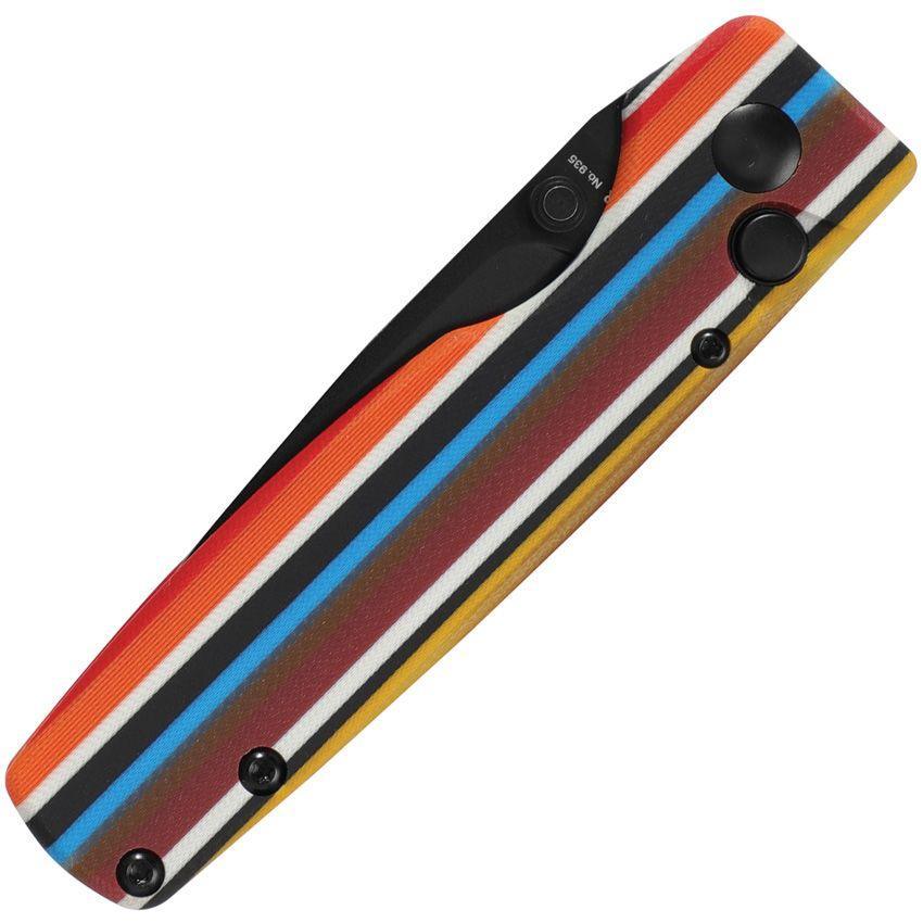 Kizer Vanguard Original Button Lock Folding Knife 2.98" 154CM Black Drop Point Blade, Serape Series G10 - NORTH RIVER OUTDOORS