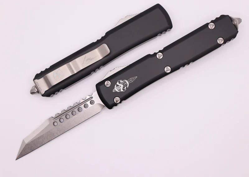 Microtech 119W-10S Signature Ultratech Warhound Auto 3.46" Stonewashed Wharncliffe Blade - NORTH RIVER OUTDOORS