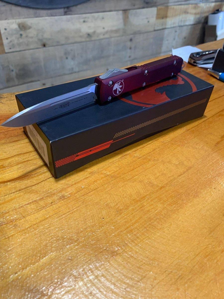 Microtech 121-10APMR Ultratech Auto S/E Knife 3.46" Apocalyptic Plain Blade, Merlot Handles - NORTH RIVER OUTDOORS