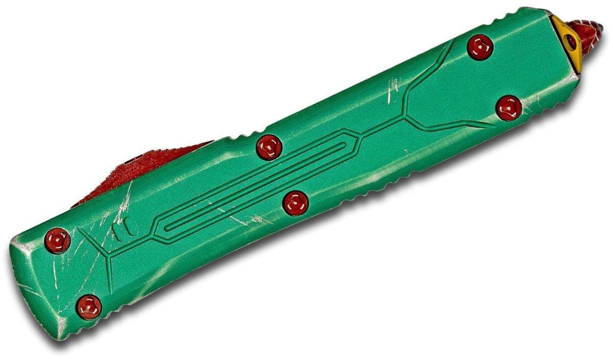Microtech 123-10BH Special Bounty Hunter Ultratech Auto OTF Knife 3.46" Tanto, Green Apocalyptic Aluminum Handle - NORTH RIVER OUTDOORS